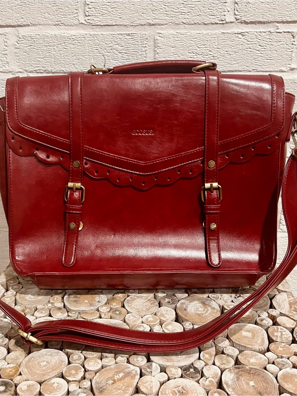 ECOSUSI Burgundy Vintage Style Satchel Bag
